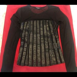 Leather Straps/See through blouse